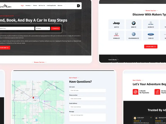 King of Cars local map and dealership card